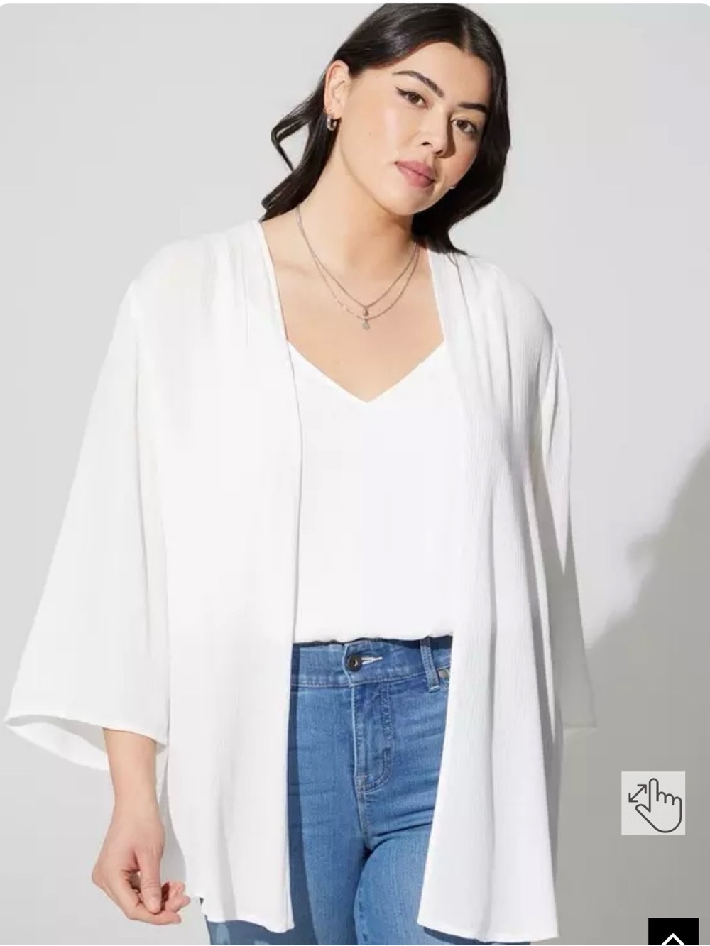 torrid Gauze Crochet Inset Kimono White 2x